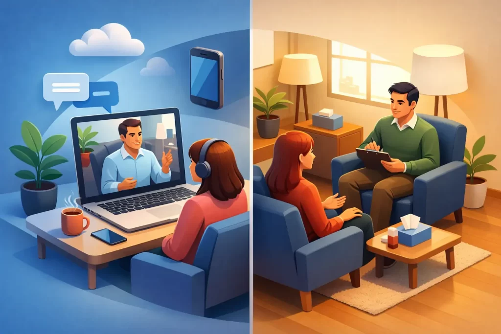 Psicólogo online o presencial: cuál elegir